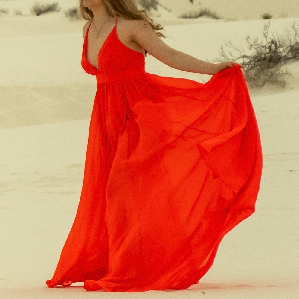 All About Love Coral Red Maxi Dress